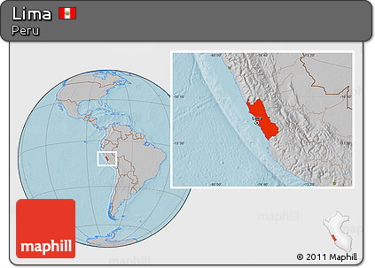 Gray Location Map of Lima, hill shading