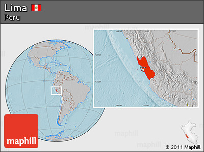 Gray Location Map of Lima, hill shading