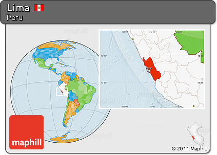 Political Location Map of Lima, highlighted country