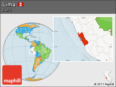 Political Location Map of Lima, highlighted country