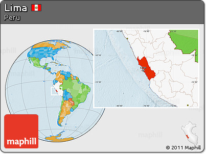 Political Location Map of Lima, highlighted country