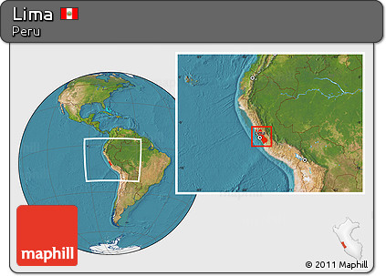 Satellite Location Map of Lima, within the entire country