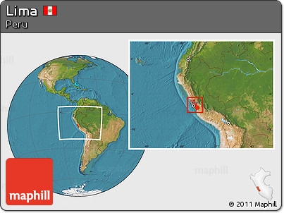 Satellite Location Map of Lima, within the entire country