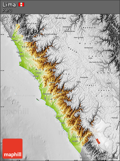 Physical Map of Lima, desaturated