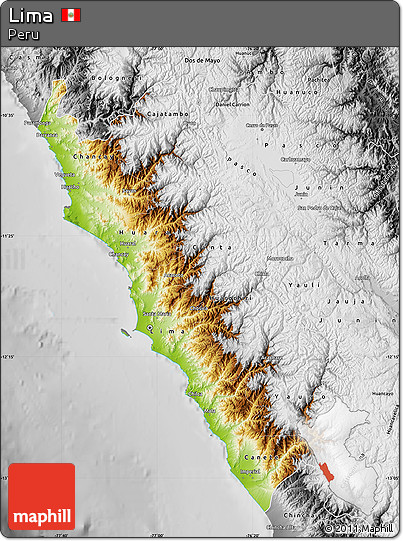 Physical Map of Lima, desaturated