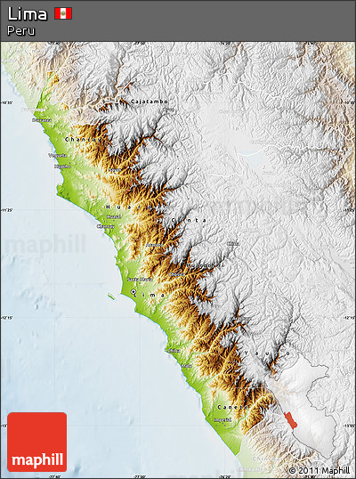 Physical Map of Lima, lighten