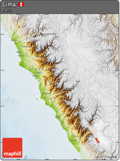 Physical Map of Lima, lighten