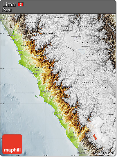 Physical Map of Lima, semi-desaturated