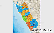 Political Map of Lima, shaded relief outside