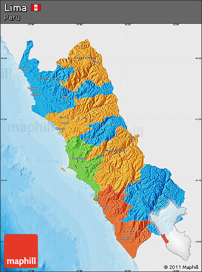 Political Map of Lima, single color outside