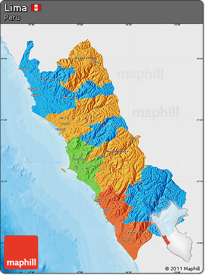 Political Map of Lima, single color outside
