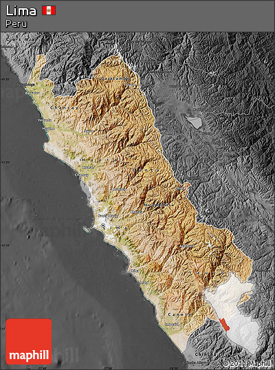 Satellite Map of Lima, darken, desaturated