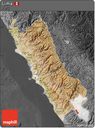 Satellite Map of Lima, darken, desaturated
