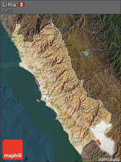 Satellite Map of Lima, darken