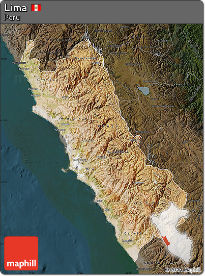 Satellite Map of Lima, darken
