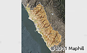 Satellite Map of Lima, darken, semi-desaturated