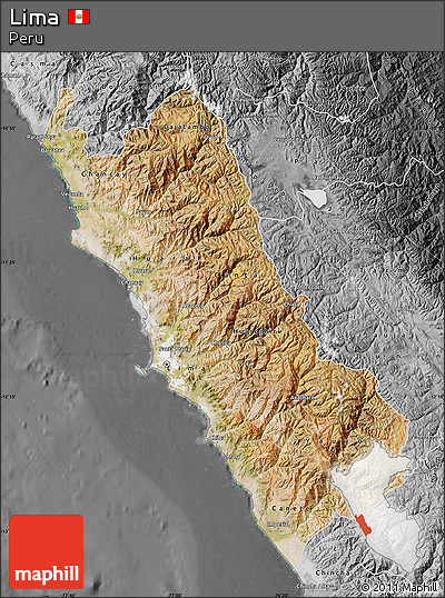 Satellite Map of Lima, desaturated