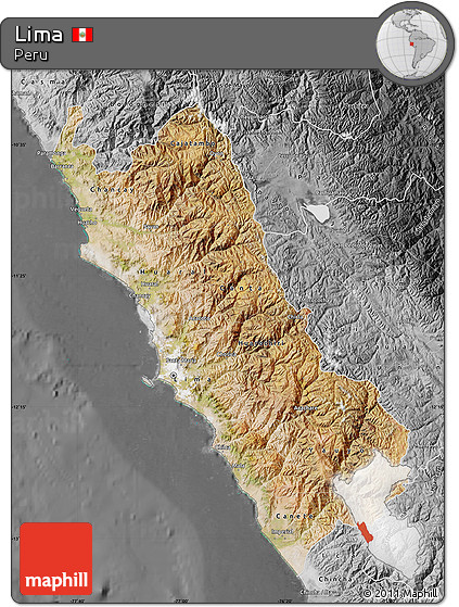 Satellite Map of Lima, desaturated