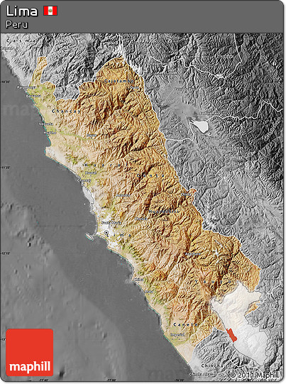 Satellite Map of Lima, desaturated
