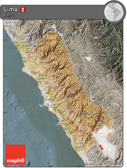 Satellite Map of Lima, semi-desaturated