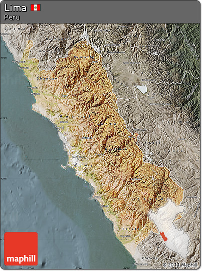 Satellite Map of Lima, semi-desaturated