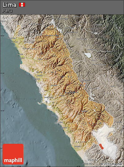 Satellite Map of Lima, semi-desaturated