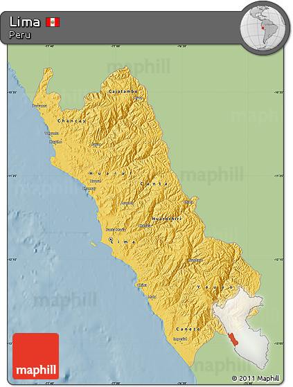 Savanna Style Map of Lima, single color outside