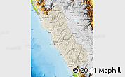 Shaded Relief Map of Lima, physical outside