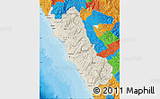 Shaded Relief Map of Lima, political outside