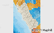 Shaded Relief Map of Lima, political shades outside