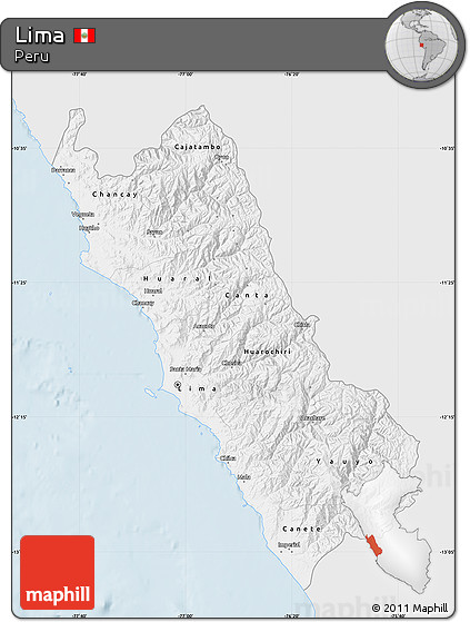 Silver Style Map of Lima, single color outside