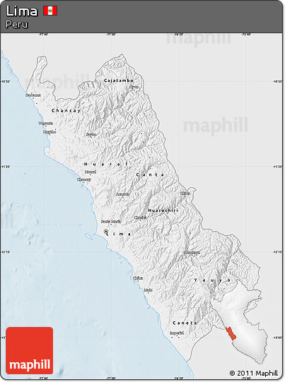 Silver Style Map of Lima, single color outside