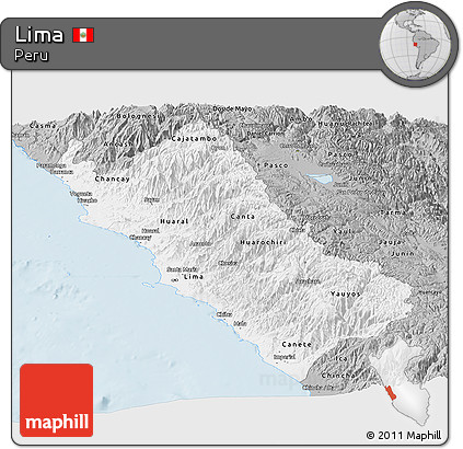 Gray Panoramic Map of Lima