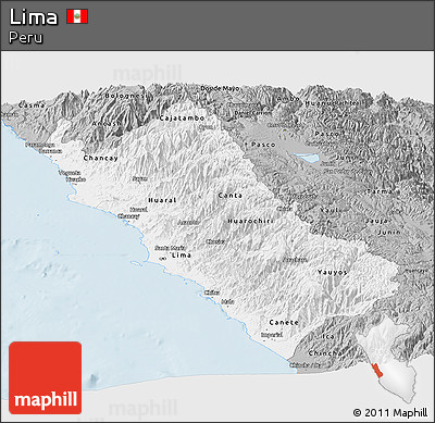Gray Panoramic Map of Lima