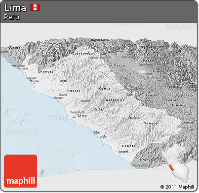 Gray Panoramic Map of Lima