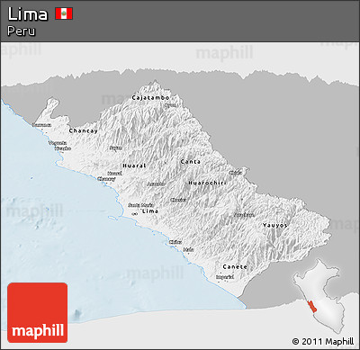Gray Panoramic Map of Lima, single color outside