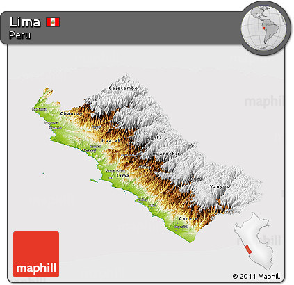 Physical Panoramic Map of Lima, cropped outside