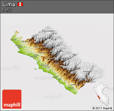 Physical Panoramic Map of Lima, cropped outside