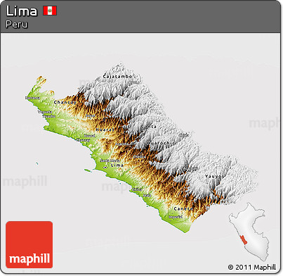 Physical Panoramic Map of Lima, cropped outside