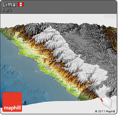Physical Panoramic Map of Lima, darken