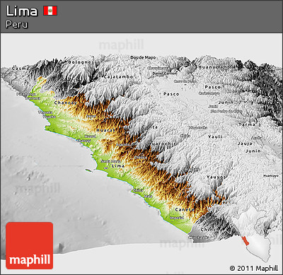 Physical Panoramic Map of Lima, desaturated