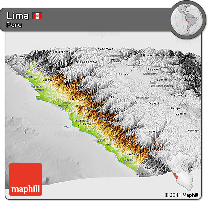 Physical Panoramic Map of Lima, desaturated