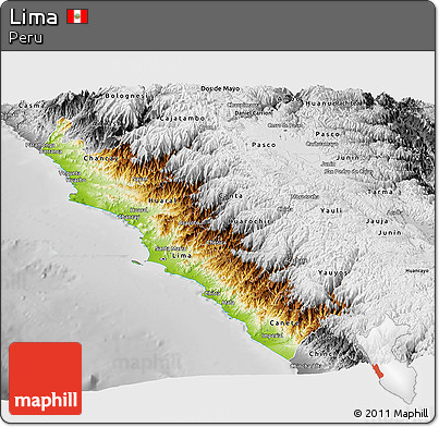 Physical Panoramic Map of Lima, desaturated