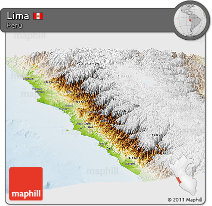 Physical Panoramic Map of Lima, lighten