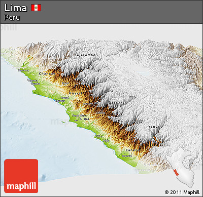 Physical Panoramic Map of Lima, lighten