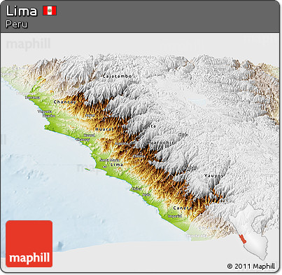 Physical Panoramic Map of Lima, lighten