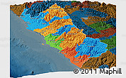 Political Panoramic Map of Lima, darken