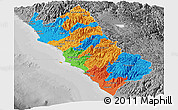 Political Panoramic Map of Lima, desaturated