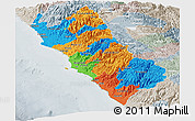 Political Panoramic Map of Lima, lighten, semi-desaturated