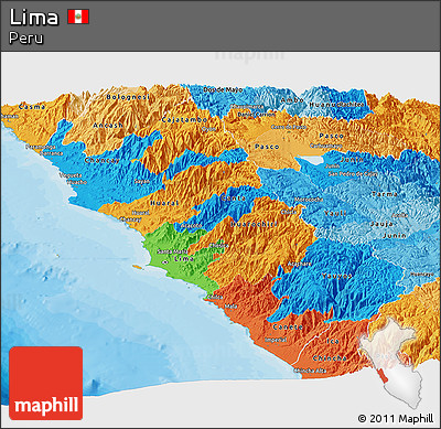 Political Panoramic Map of Lima, political shades outside